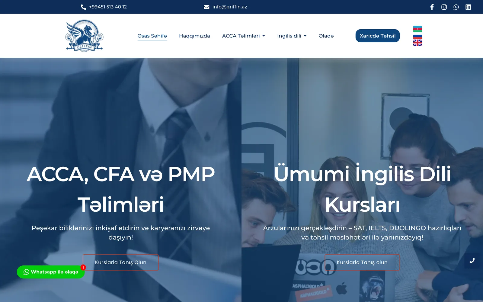 Griffin Education Center saytının ana səhifəsi
