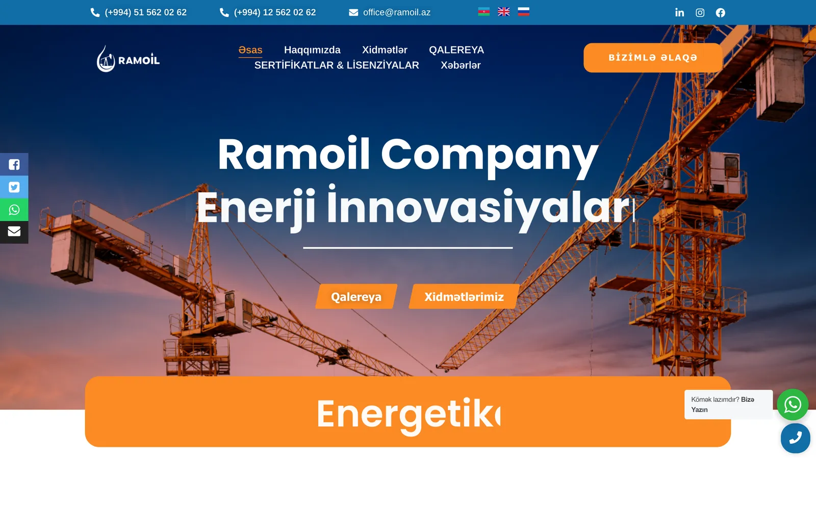 RAMOIL COMPANY MMC saytının ana səhifəsi